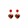 Dangle Earrings Red Heart Hoop for Girls Gifts女性ジュエリーステートメントペンダントチャームラブメタルイヤリングMujer Moda 2024 Ohrringe