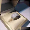 Bagues de cluster Hiphop / Rock Origine Naturel 1.5 Moissanite Gemstone Sier Couleur 925 Bague de bijoux pour femmes Real S925 Sterling Box Drop de Dhruo