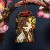 Schlüsselanhänger Anime Genshin Impact Zhongli Venti Xiao Scaramouche Stickerei Pray Fortune Omamori Anhänger Glück Amulett Kimono Geschenk