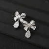 Dangle Earrings Luxury Sweety Romantic Waterdrops Bow Drop For Women Trendy Elegant Wedding Cubic Zircon Butterfly E1149