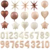 Decorazione per feste Caffè Marrone Beige Crema Stella Cuore Palloncini Numero 1 2 3 4 5 6 Compleanno Foil Helium Air Globos