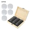 Storage Boxes Coins Box 20/30/50/100PCS Adjustable Antioxidative Wooden Commemorative Coin Collection Case With Adjustment Pad
