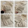 Casual Handmade Häkeln Braid Fransen Tasche Frauen Quaste Gestrickte Handtasche Weibliche Strand Böhmischen Schulter Umhängetasche bolsos 240127