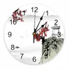 Horloges murales Chinois Encre Paysage Peinture Bambou Horloge Ronde Suspendue Temps Silencieux Maison Intérieur Chambre Salon Bureau Décor