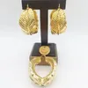 Halsband örhängen set brasilianska smycken för kvinnor koppar djärva dubai nigerianska afrikanska brud 18k guldpläterade hänge bröllop smycken