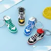 2022 Säljer ny stil Stereo Sneakers Keychains Button Pendant 3D Mini Basketball Shoes Model Soft Plastic Decoration Gift Nyckel Drop Dhzyy