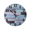 壁の時計ホームサイレント木製ラウンドクロックアラビア数字ビンテージ素朴なシックな装飾メカニックリビングルー