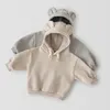 Set di vestiti casual per bambini Solid Kids Cute Bear Felpa con cappuccio Pantaloni sportivi 2 pezzi Set Ragazzi Ragazze Cotton Baby Felpa con cappuccio 240131