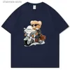 メンズTシャツ特大の綿Tシャツメンスポーツ高品質のオートバイ愛好家テディライダーTシャツ夏のプリントカジュアルショートスリーブティーT240202