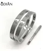 Hot Selling Wholesale Custom Love Couple Bracelet Stainless Steel Screw Bangle with a Screwdriver