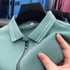 Polos pour hommes Dyxue Luxe Automne Vêtements Coton Polo Polo Shirt Zipper Design Couleur Solide Confortable Casual Manches longues M-4XL