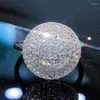 Cluster anéis disco micro pave laboratório diamante anel de dedo 925 prata esterlina festa de casamento banda para mulheres promessa noivado jóias presente