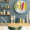 Wall Clocks Fruit And Vegetable Silent Living Room Decoration Round Clock Home Bedroom Kitchen Decor