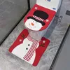 Fundas para asientos de inodoro, juego de fundas y alfombrillas navideñas, 2 uds., fundas de abrigo de tela de franela, accesorios de baño para el hogar de Navidad