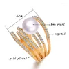 Cluster Rings SINLEERY Luxury Multilayers Cubic Zircon White Pearl Big For Women Size 7 8 9 10 Silver Color Wedding Jewelry JZ544