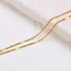 Link pulseiras elegante pulseira de corrente dupla para mulheres glitter plana em camadas pulseira 18k banhado a ouro aço inoxidável jóias minimalistas