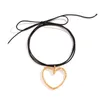 Chains Ingemark Elegant Goth Hollow Love Heart Pendant Choker Necklace Women Knotted Bowknot Adjustable Chain Y2K Jewelry Accessories