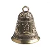 Keychains Pure Brass Vintage Six-Character Mantra Bell Keychain Pendant Baoping Horn vindklockor Delikat hängande liten