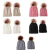 Women Mother Daughter Matching Knitting Pom Beanies Bobble Hat Kids Adults Skullies Winter Warm Beanie Cap227y