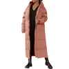 Women's Trench Coats Solid Color Cotton Coat Long Sleeve Hooded Midi Length Winter