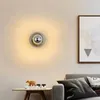 Applique murale moderne minimaliste en verre, art décoratif nordique, salon, chambre à coucher, fond de chevet, soucoupe volante circulaire