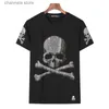 T-shirts pour hommes Plus Taille Strass Skulls T-shirt pour femmes Vêtements Mode Streetwear O Cou Dames À Manches Courtes T-shirts Slim Chemise Femme T240202