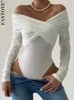 Women's Jumpsuits Rompers Fantoye Sexy Off Shoulder Ruched Women Bodysuit White Long Sleeve High Waist Bodysuit Female Autumn Skinny Fashion Clothing 2023 J240202