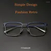 Zonnebrilmonturen YIMARUILI High End Fashion Retro Vierkant Zakelijk Puur Titanium Brillen Optisch Recept Luxe Brillen Frame Heren