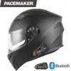 Мотоциклетные шлемы Bluetooth шлем для мужчин водостойкий двойной объектив байкерский Casco Moto Four Seasons ABS материал одобрен DOT