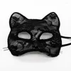 Impreza dostarcza kobiety seksowna egzotyczna kobieca koronkowa maska ​​pół twarzy kota ucha cosplay halloween carnival noc klubowy punkowy punkowy SM dla dorosłych mecz