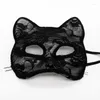 Fournitures de fête Femmes Sexy Exotique Femme Dentelle Masque Demi Visage Renard Chat Oreille Cosplay Halloween Carnaval Night Club Ball Punk SM Jeu Adulte