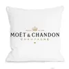 Coussin/Oreiller décoratif Coussin/Oreiller décoratif Noir Veet Print Moet Coussin Er Coton Fabriqué Taie d'oreiller Étui souple de haute qualité Pri Dh75X