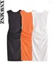 Casual Dresses XNWMNZ Women Sexy Solid Color Midi Dress With Shoulder Pads Women's Fashion Round Neckline Sleeveless Summer Backless Lady