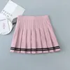 Spódnice spódnica z wysokim stanem elastyczna różowa bajka bajka czarna mini plisowana kobieta moda 2024 letnia ubrania szkolna dziewczyna mundur