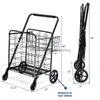 Aufbewahrungskörbe 330 Pfund Heavy Duty Folding Shop Cart Utility Jumbo Double Basket Schwarz 230613 Drop Delivery Home Garden Housekee Organ Dhst5