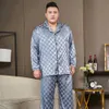 5XL Big Size Pyjama Voor Mannen 165KG Lente Zomer Ijs Zijde Satijn Cool Pyjama Man Set Casual Losse Luxe print Nachtkleding Pijama 240131