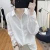 Damskie bluzki wiosenne jesienne długie rękaw luźne koszulę retro dolne rękawy Koreańskie ubrania damskie ubrania żeńskie koszule y2k
