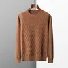 Men's Sweaters Autumn And Winter Pure Wool Solid Color Diamond Pattern Pullover Plus Size Loose Casual Bottoming Cashmere Sweate