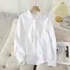 Chemise Oxford décontractée en coton pour femme, chemisier et hauts à rayures blanches et bleues, de bonne qualité, vêtements d'automne, 240202