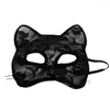 Fournitures de fête Femmes Sexy Exotique Femme Dentelle Masque Demi Visage Renard Chat Oreille Cosplay Halloween Carnaval Night Club Ball Punk SM Jeu Adulte