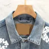 Cappotto in denim con motivo floreale da uomo Lavaggio blu Camicie da donna con lettere a bottoni Giacche firmate da donna S-XL