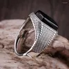 Bagues de cluster BOCAI Real S925 Bague en argent sterling 2024 Agate noire Modèle rétro Pure Argentum Charm Bijoux pour hommes et femmes