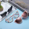 Zonnebrilmonturen Ceofy Vrouwen Cateye Vintage Brilmontuur Clip Op Merk Designer Magnetische Optische Bijziendheid Dual-purpose Brillen