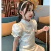 Dziewczyna sukienki Cheongsam Dziewczyny Dziecko Szczupła sukienka dla dzieci w chińskim stylu Summer Short-Sleeved Hanfu Tang Suit