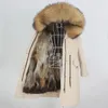 本物の毛皮のコート冬ジャケットの女性ロングパーカー防水ビッグナチュラルアライグマファーカラーフード厚い暖かい本物のキツネファーライナー240122