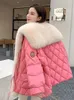 Casacos de trincheira femininos inverno para baixo jaqueta fofo pele do falso quente parkas manga morcego feminino casaco de grandes dimensões grande impermeável outerwear