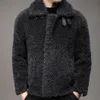 المصمم معطف الشتاء فرو المتكامل سترة رجال منتصف العمر الحبيبية قصيرة النمط الصلبة ملون صدر السترة 11SY