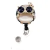 10PCS Custom Key Rings Acrylic Crystal Rhinestone Animal Bird Eagle Owl Shape Retractable ID Name Badge Reel Holder For Nurse Stu246j