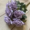 Decoratieve bloemen 9 rozen/bos Aritificial Rose Kleine woonkamerdecoratie Gesimuleerde droge bloem Eettafel thuis