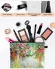 Sacos cosméticos flor aquarela vineman rosa manhã glória bolsa de maquiagem bolsa feminina organizador essencial armazenamento lápis caso